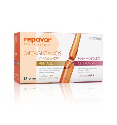 AMPOLLAS METAGLICANOS ANTIAGE Y CELL RENEW REPAVAR REVITALIZANTE 30 ampollas