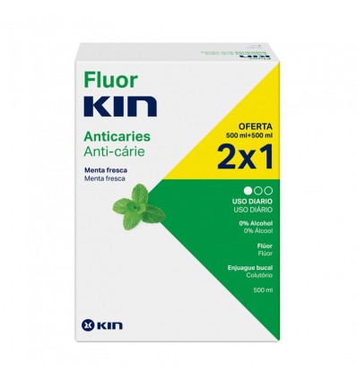 PACK COLUTORIO FLUOR KIN ANTICARIES 2x500ml