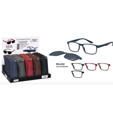 GAFA DE LECTURA CON CLIP ON KOST RG-242 COLOR MARRON +2