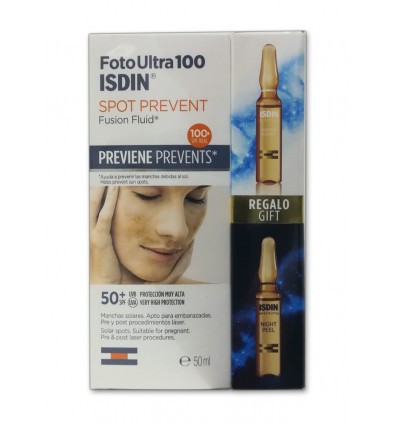 PACK FLUIDO SOLAR ISDIN FOTOULTRA 100 SPOT PREVENT SPF-50+ 50ml + AMPOLLA PIGMENT EXPERT + AMPOLLANIGHT PEEL ISDINCEUTICS