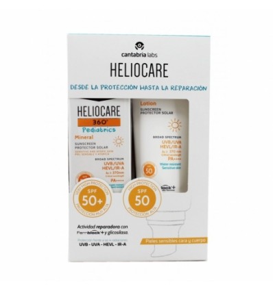 PACK EMULSION SOLAR MINERAL HELIOCARE 360 PEDIATRIC SPF-50 50ml + LOCION SOLAR HELIOCARE 360 PEDIATRICS SPF-50+ 250ml