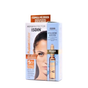 PACK FLUIDO SOLAR ISDIN FUSION WATER SPF-50+ 50ml + AMPOLLA HYALURONIC BOOSTER ISDIN 1u