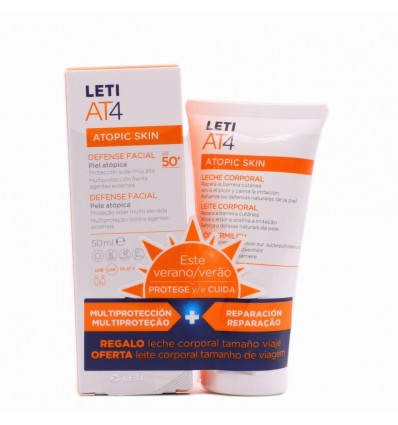 PACK CREMA FACIAL LETI AT-4 DEFENSE SPF-50+ 50ml + LECHE CORPORAL LETI AT-4 50ml