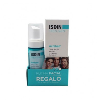 PACK GEL CREMA ACNIBEN CONTROL DE BRILLOS Y GRANOS ISDIN 50ml + GEL LIMPIADOR ACNIBEN ISDIN 50ml