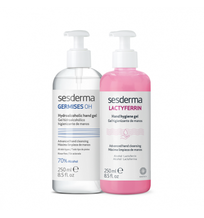 PACK GEL HIGIENIZANTE DE MANOS LACTYFERRIN SANITAZER SESDERMA 250ml + GEL HIDROALCOHOLICO GERMISES OH SESDERMA 250ml