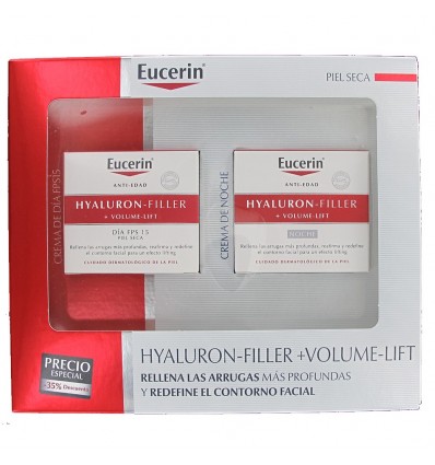 PACK CREMA DE DIA HYALURON FILLER+VOLUME LIFT PIEL SECA EUCERIN 50ml + CREMA DE NOCHE HYALURON FILLER+VOLUME LIFT EUCERIN 50ml