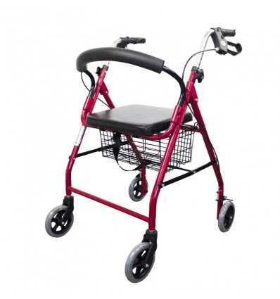 ROLLATOR ALHAMBRA DE ALUMINIO CON ASIENTO, RESPALDO, RUEDAS Y FRENO